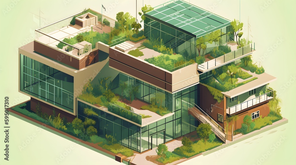 Green eco friendly housing, grow house, ecology, sustainable living, plants, Generative AI Green eco friendly housing, grow house, ecology, sustainable living, plants, Generative AI