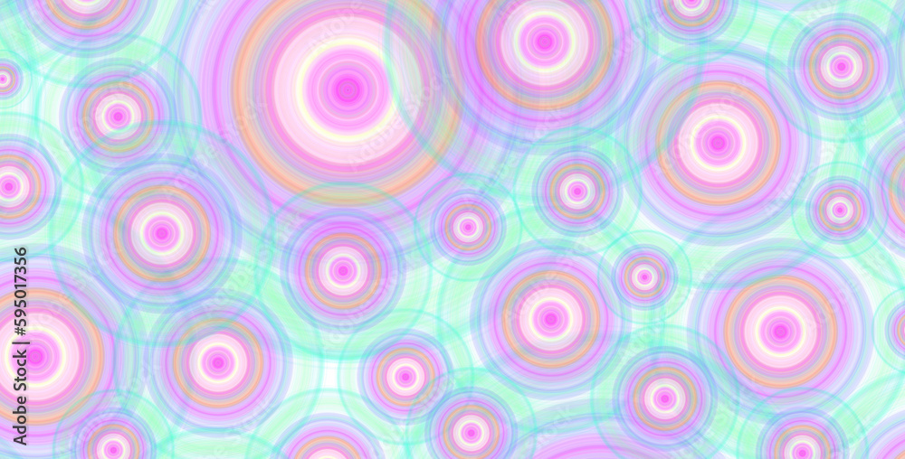 Pastel Lilac Purple and Mint Green Chaotic Circles Pattern for Abstract Background