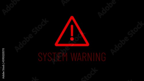 System Warning Text Sign, System Error Security ,Hacking Alert , Virus Detect, Computer Error Distortion Message, 4K Animation