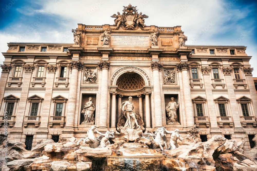Iconic Trevi Fountain located in Rome, Italy