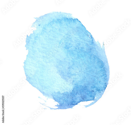 Hand drawn watercolor textured blue colored blur spot dot in blue color as design element.Isolated aquarelle drop as empty mock up.