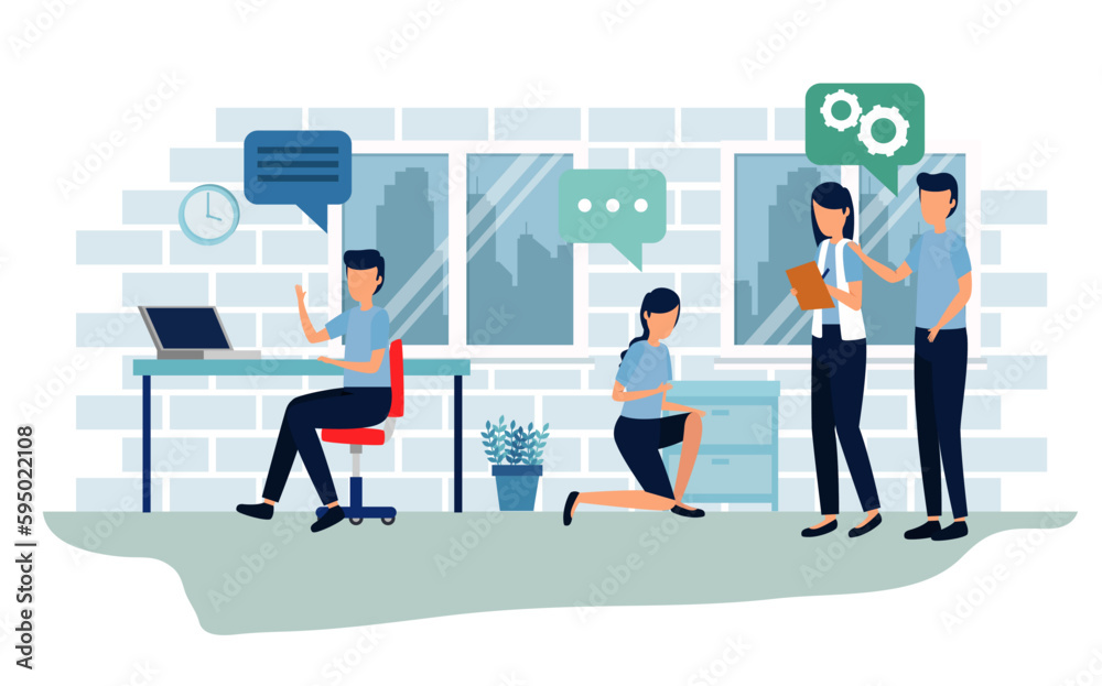 illustration of people working in office