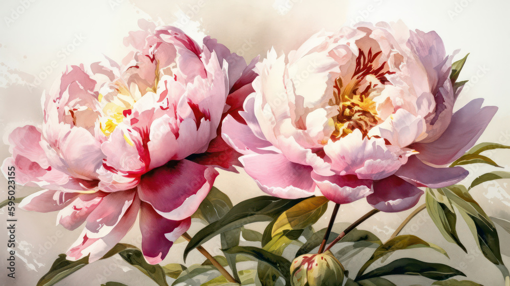 Bouquet of colorful peonies . generative AI