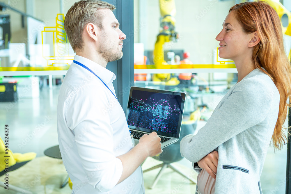 Obraz premium Industrial Robots AI Development