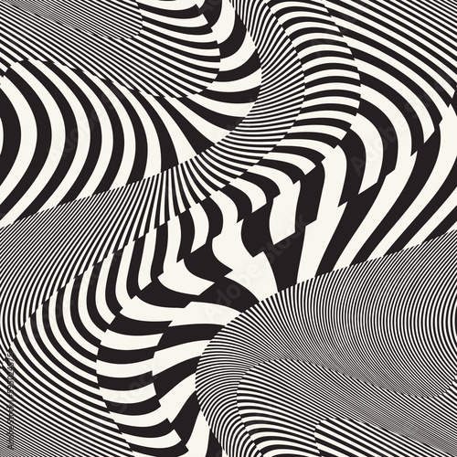 Monochrome Moiré Effect Textured Swirl Pattern