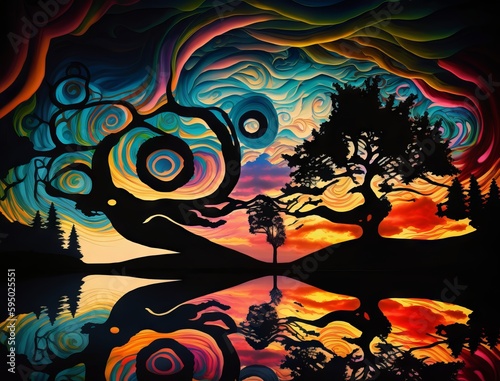 Vibrant psychedelic landscape
