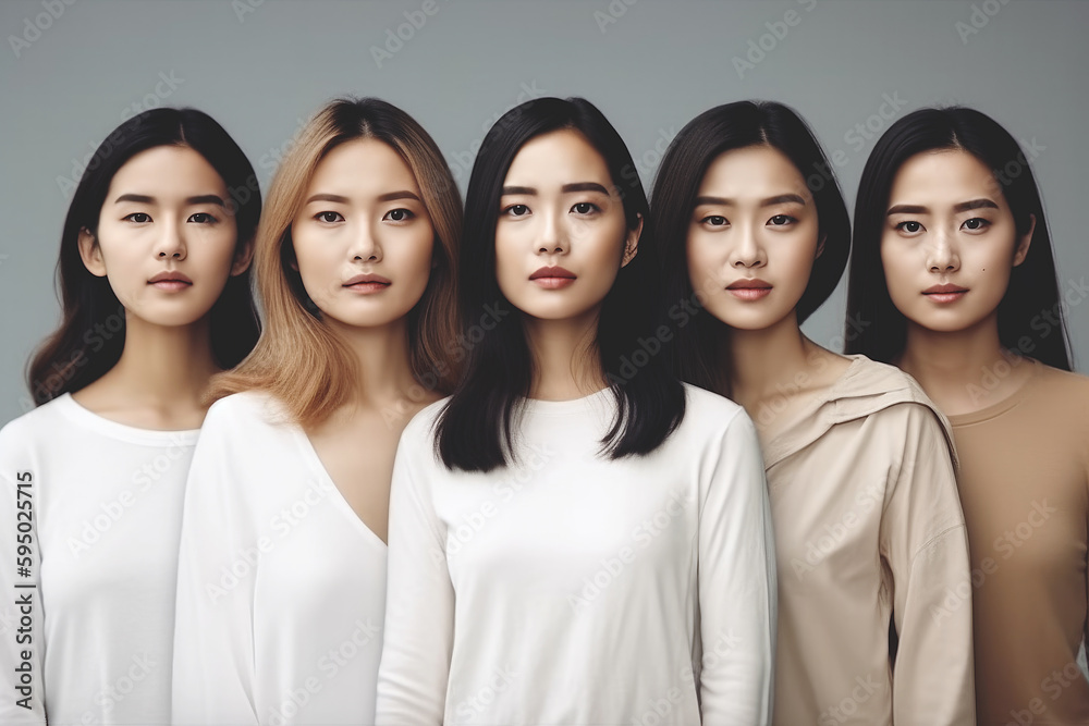 Portrait of a group of young beautiful asian women AI generative art Portrait of a group of young beautiful asian women AI generative art
