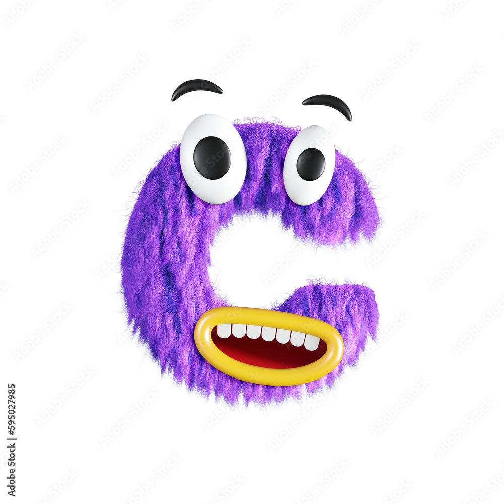 Friendly Monster 3D Alphabet or Letttering PNG Color Mix
