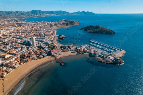 Is an aerial view of the beautiful Spanish coastal town of Aguilas, located in the Murcia region © Maik Kleinert/Wirestock Creators