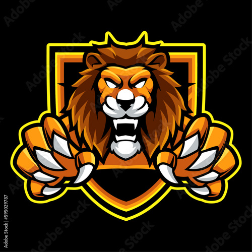 lion animal wild head mascot logo vector illustration