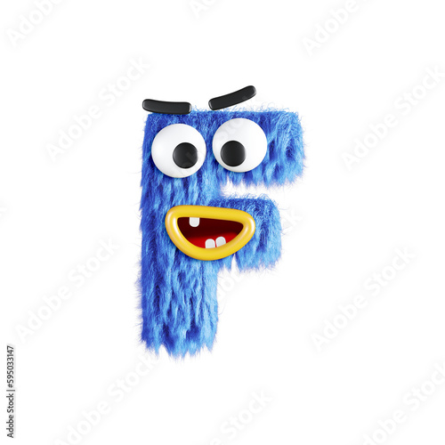 Friendly Monster 3D Alphabet or Letttering PNG photo