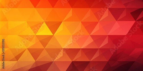 Yellow orange red brown abstract background for design. Geometric shapes. Triangles, squares, stripes, lines. Color gradient. Modern, futuristic. Bright. Web banner. Wide. Panoramic