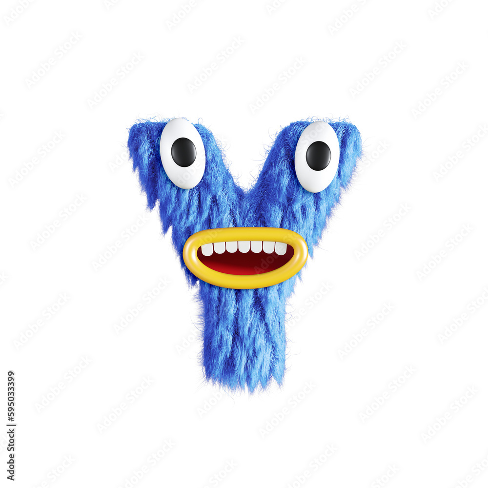 Fototapeta premium Friendly Monster 3D Alphabet or Letttering PNG