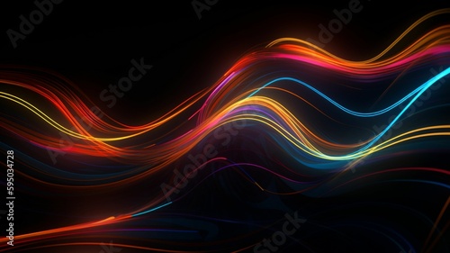 Graphic neon lines imaginative background, wallpaper, colorful, Generative IA