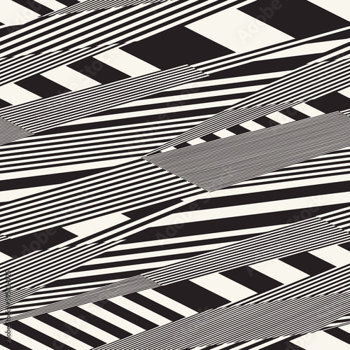 Monochrome Moiré Effect Textured Broken Striped Pattern