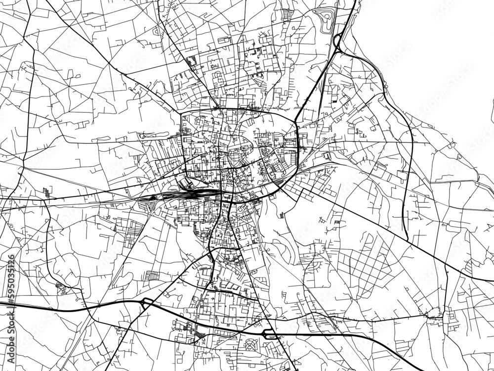 Naklejka premium Vector road map of the city of Cottbus in Germany on a white background.