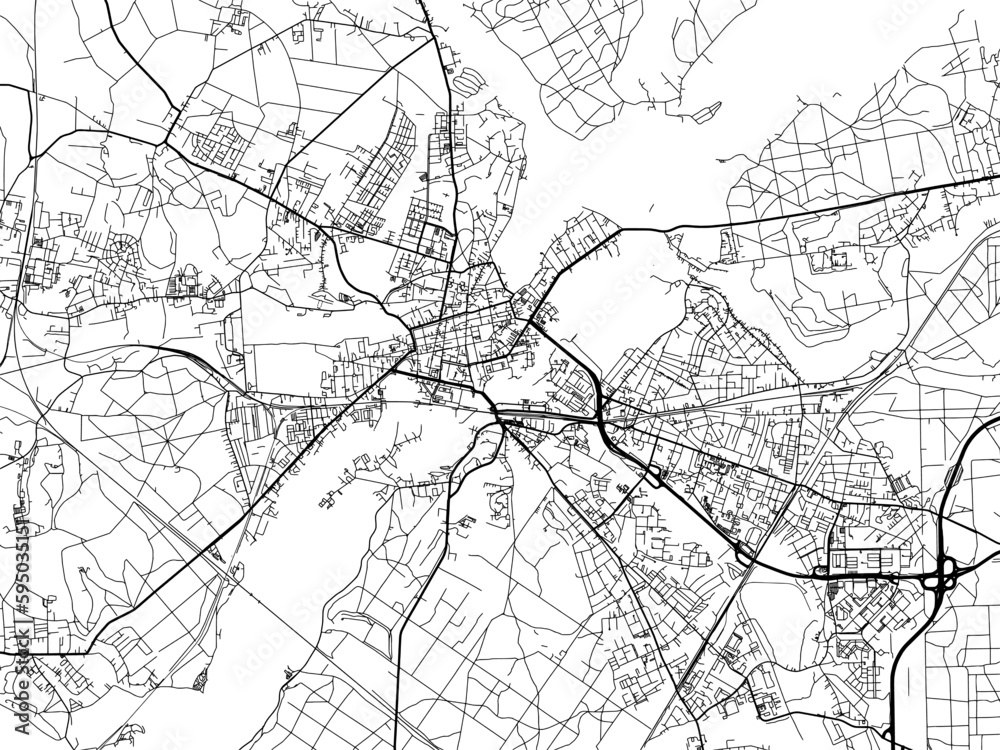 Vector road map of the city of  Potsdam in Germany on a white background.