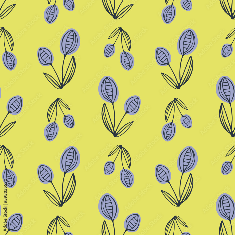 Floral seamless pattern, black and white fiddle leaf fig on white background, line art ink drawing Floral seamless pattern, black and white fiddle leaf fig on white background, line art ink drawing