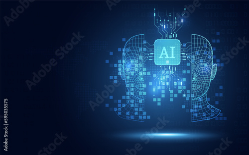 Futuristic artificial intelligence for human digital transformation abstract technology background. Innovative technology and big data concept. Vector illustration