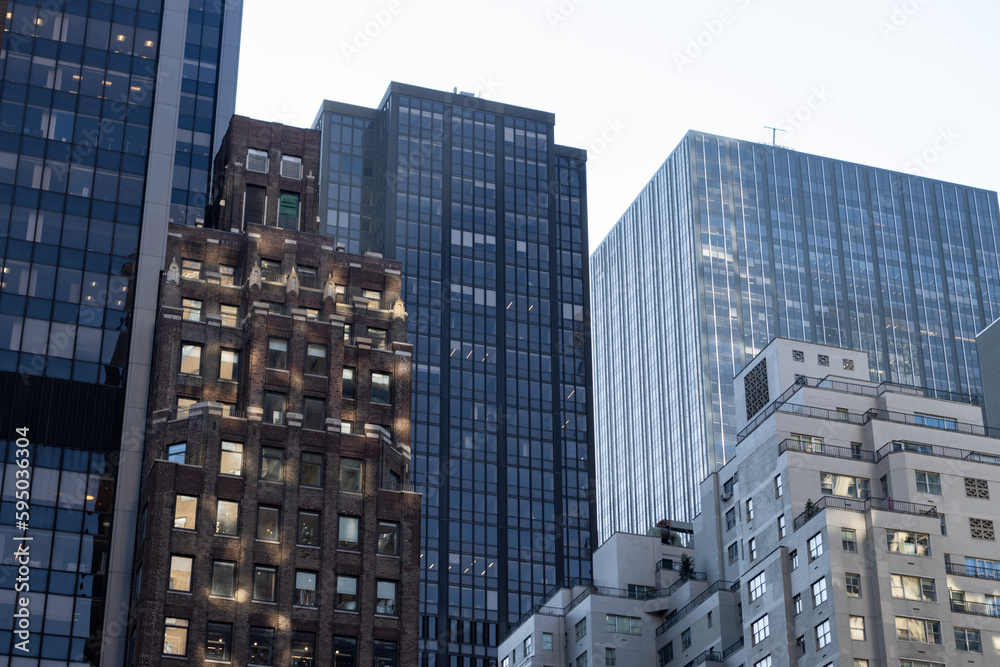Variety of Old and Modern Skyscrapers in Midtown Manhattan of New York City