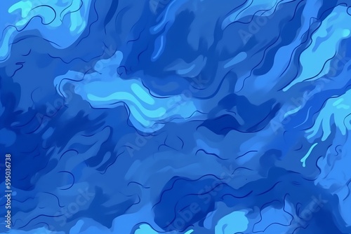Abstract Blue Chaos. A Messy Painted Background