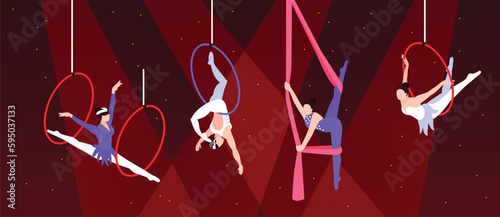 Circus Aerial Performers Composition