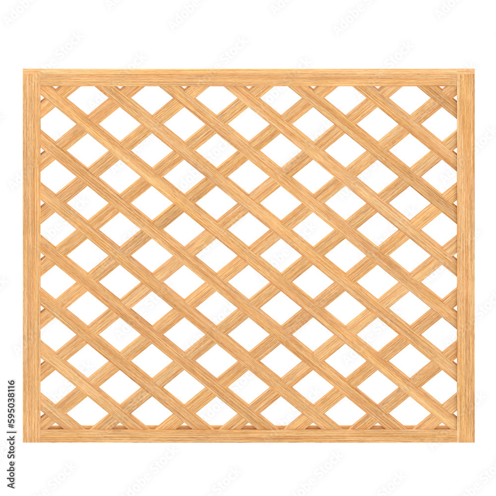 3D rendering illustration of a square wooden mesh panel module