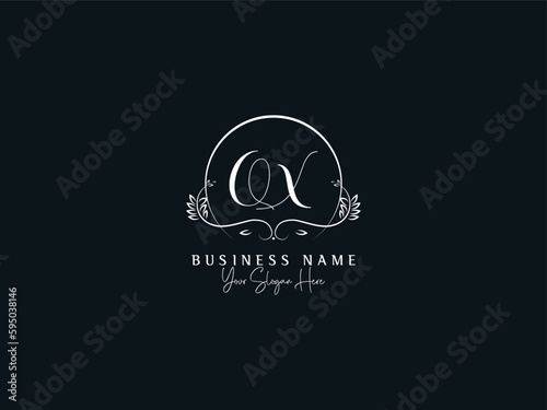 Initial Minimal QX q&x Logo Letter, Signature Qx xq Feminine Creative Logo Icon Vector photo