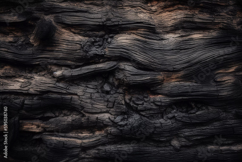 Burned wood background. Add depth and drama to your designs with this unique wood texture. Created with generative AI.