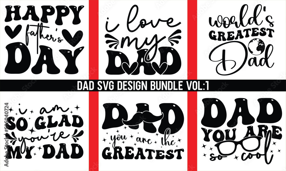 Vetor de Dad Retro SVG Designs Bundle Vol 1,Dad quotes SVG cut files ...