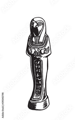 Graphical God Ptah isolated on white, an Egyptian creator god,vector illustration
