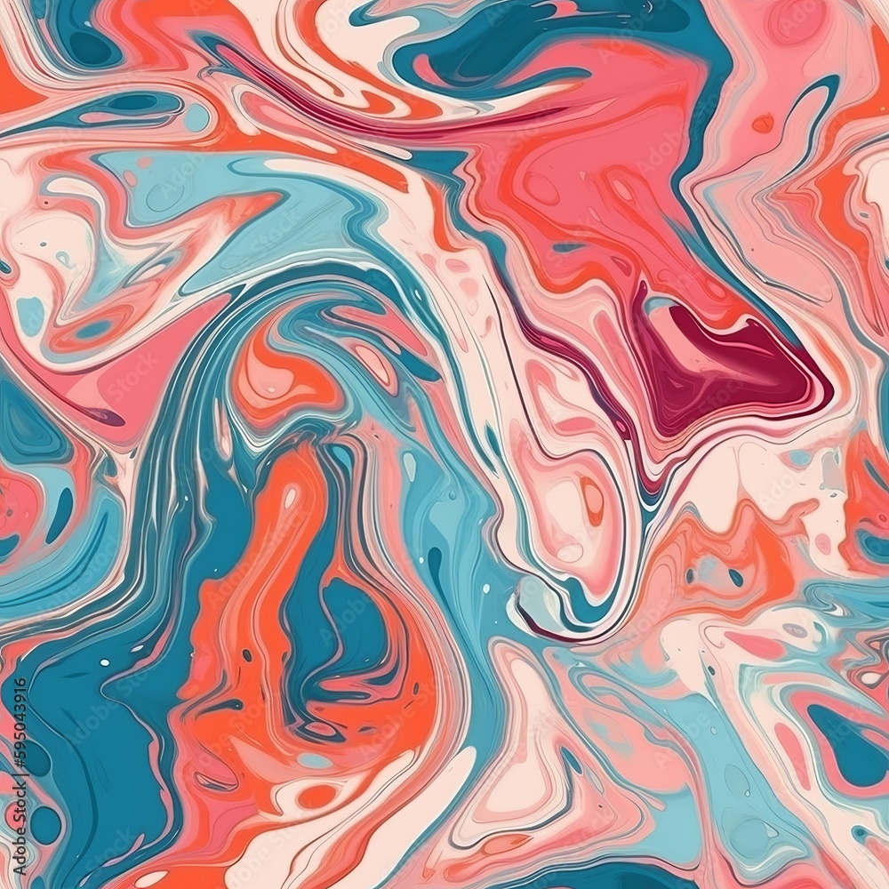 Liquid speculative marble depict organize. Seamless pattern, AI Generated