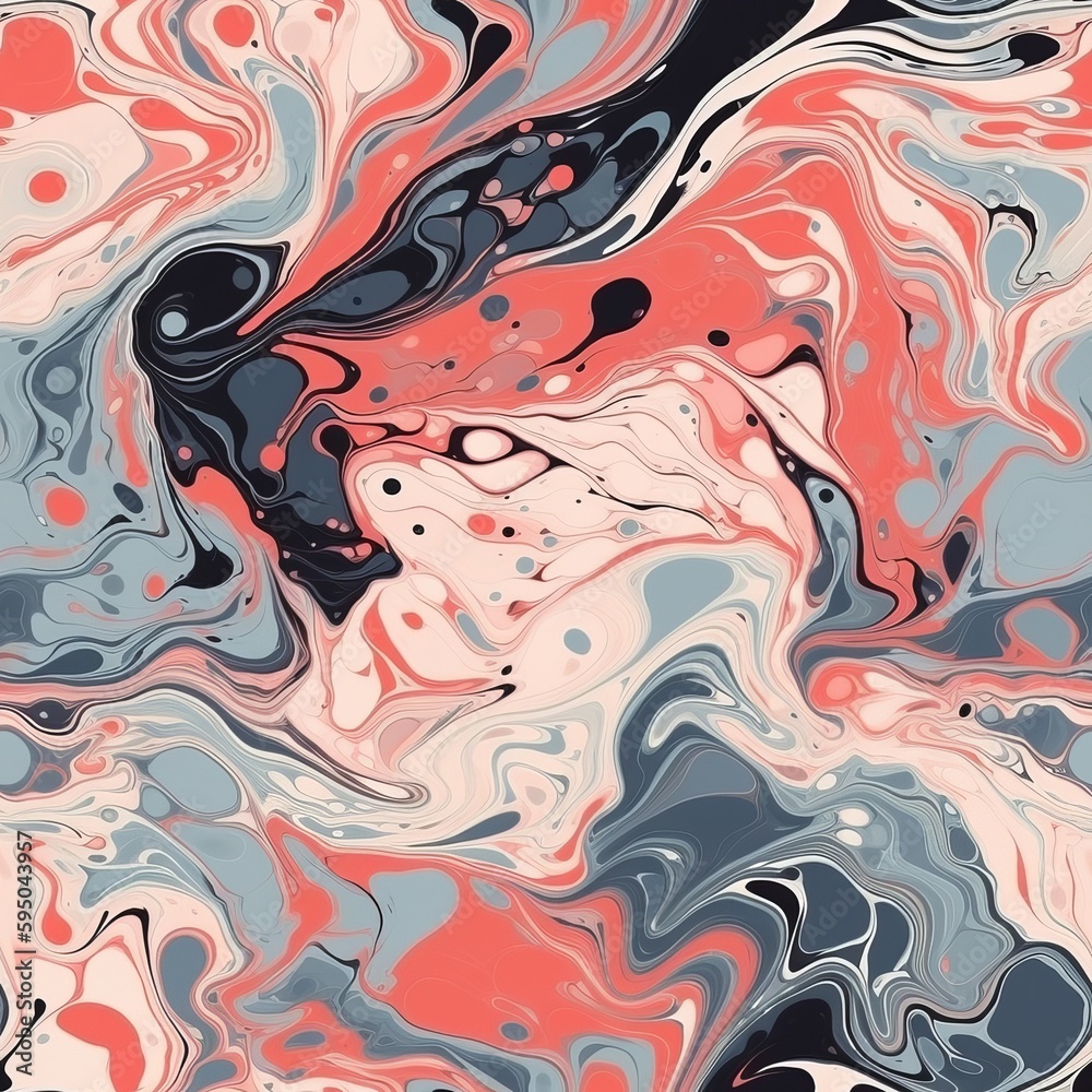 Fluid theoretical marble depict organize. Seamless pattern, AI Generated