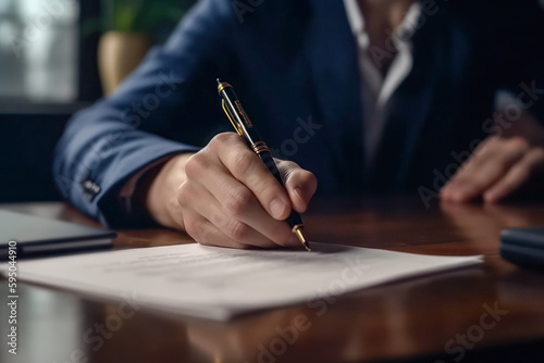 Business man signing a contract or agreement.