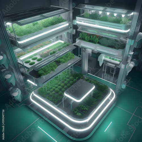 Step into the future of agriculture with indoor farming using hydroculture, cultivating vibrant microgreens. Witness the sustainable and efficient methods of food production. Generative AI