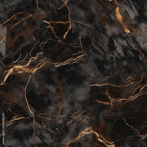 Sad marble surface foundation, common marble with brown wavy veins. Seamless pattern, AI Generated