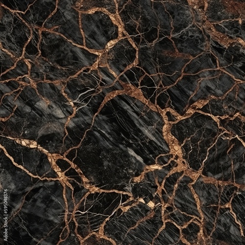 Hopeless marble surface foundation, common marble with brown wavy veins. Seamless pattern, AI Generated