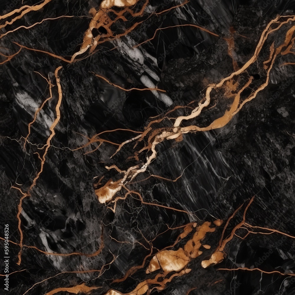 Hopeless marble surface establishment, common marble with brown wavy veins. Seamless pattern, AI Generated