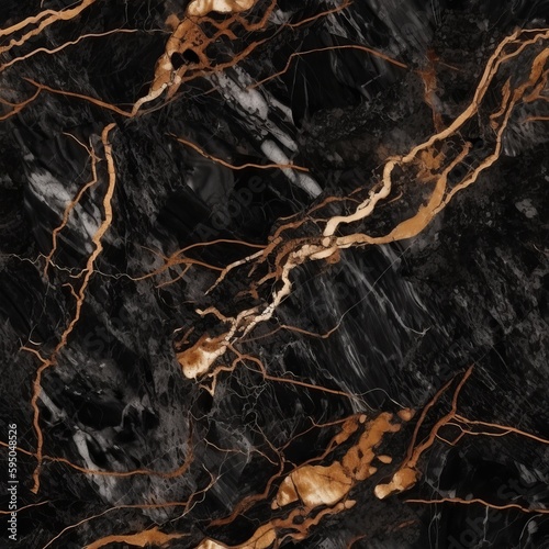 Hopeless marble surface establishment, common marble with brown wavy veins. Seamless pattern, AI Generated