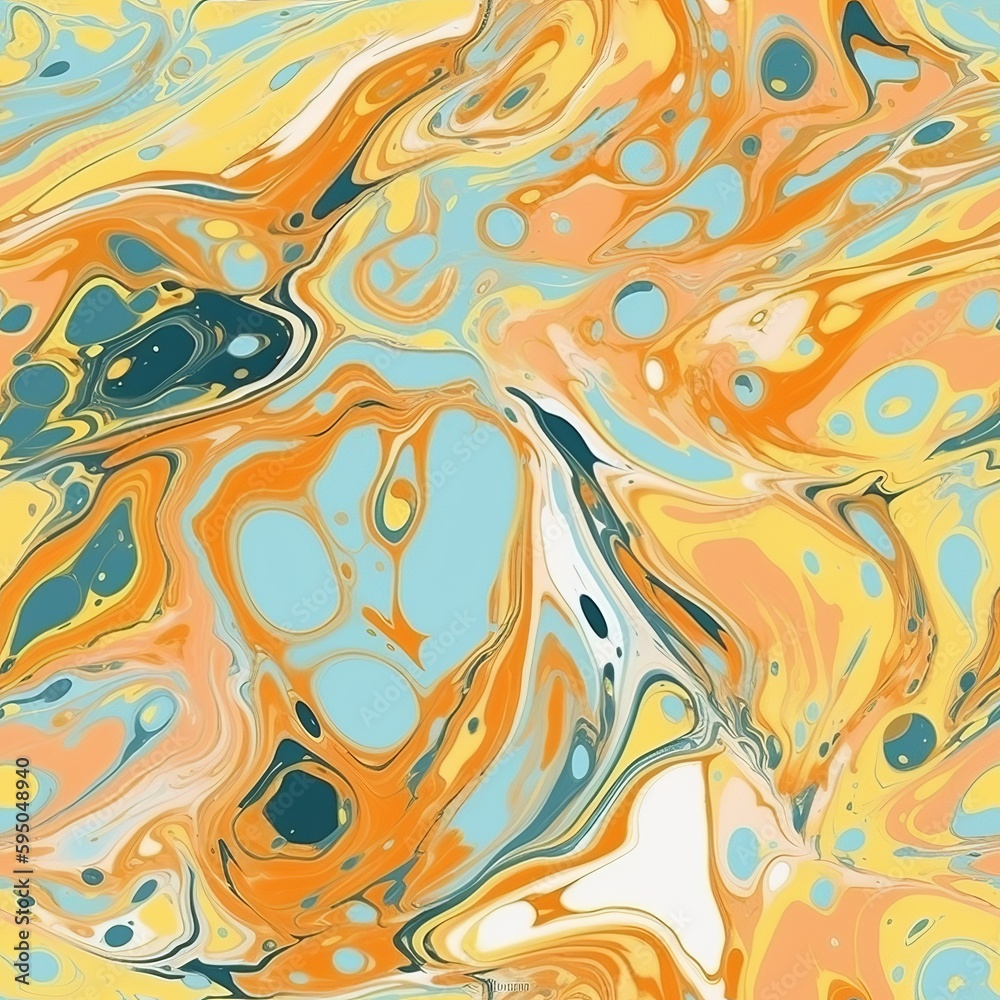 A organize made through the fluid curiously depict technique, taking after marble. Seamless pattern, AI Generated