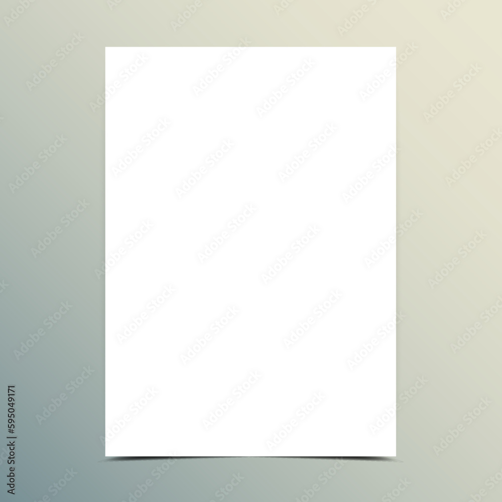 Blank White Paper Mockup. A4 Page Mockup Vector Illustration