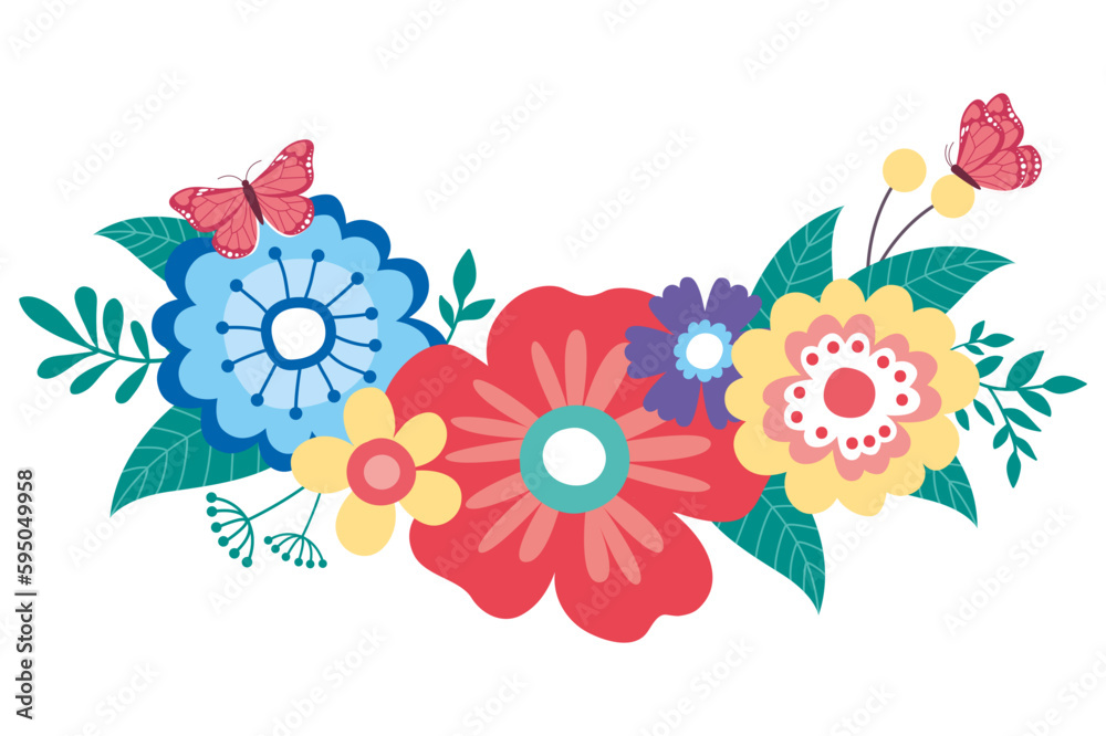 Frühling Blumenkranz Blumen grafische Elemente Vektoren