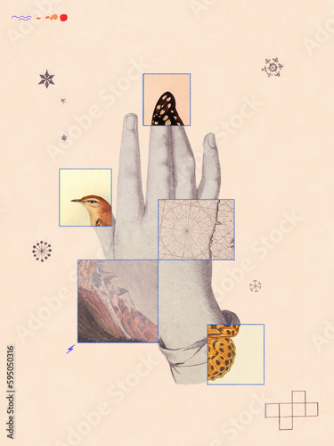 Elements of nature forming hand