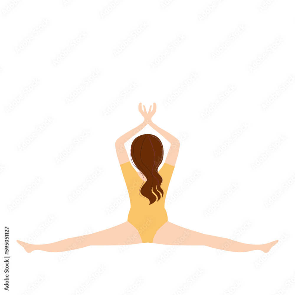 Retro Woman making Yoga Asana Vector Illustration isolated on White