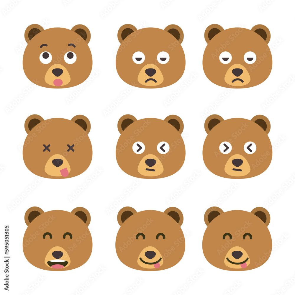 set of bear. vector icon.
