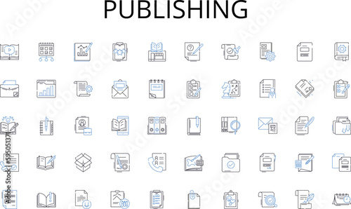 Publishing line icons collection. Robotics, Mechanization, Automation, Cyborgs, Androids, Machines, Nanobots vector and linear illustration. Humanoids,Artificial Intelligence,Gadgets outline signs set