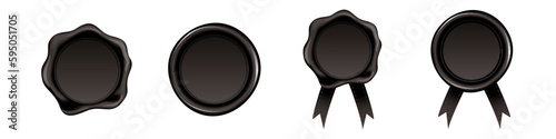 Black wax seals isolated on a white background - Design elements