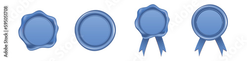 Blue lilac wax seals isolated on a white background - Design elements