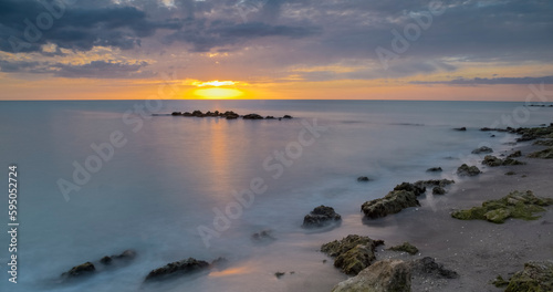 Sunset over the Gulf of Mexico from Caspersen Beach in Venice Florida USA