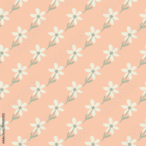 Stylized tropical simple flower seamless pattern. Decorative floral ornament endless background.